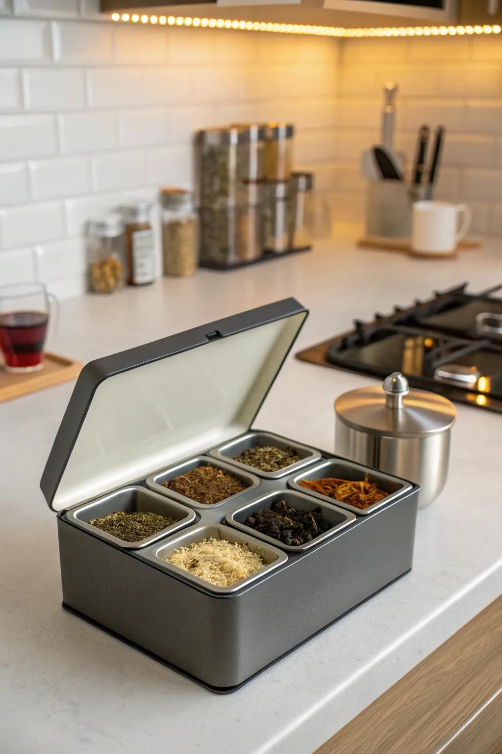 A chic tea caddy for easy access to tea.