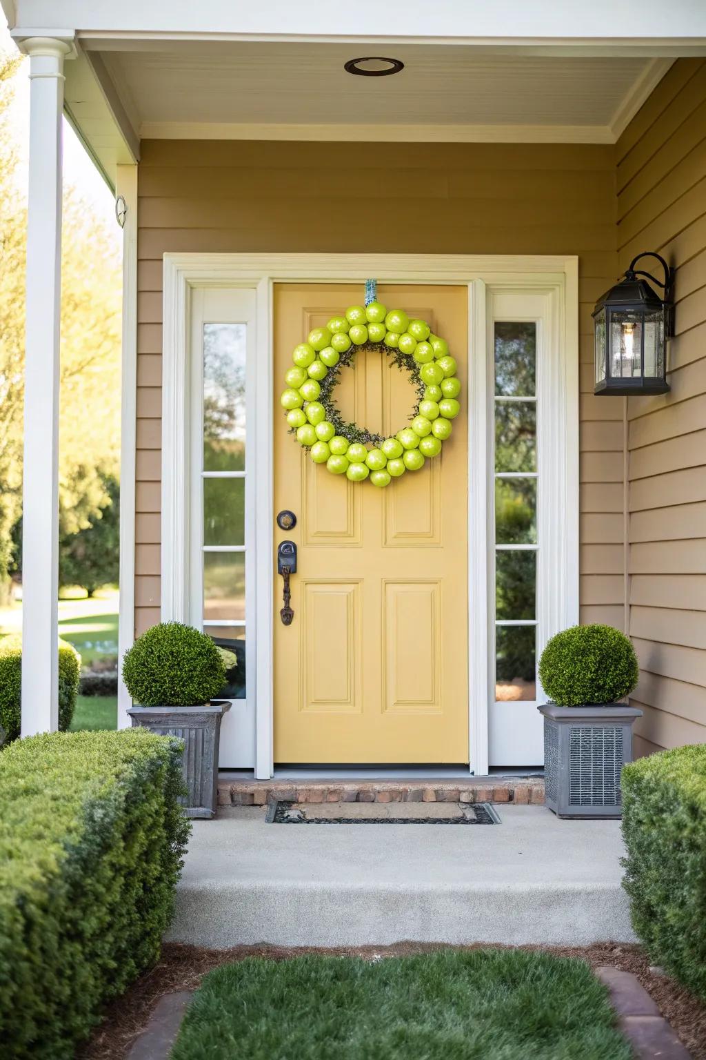 Extend a warm welcome with a tennis sphere adornment.
