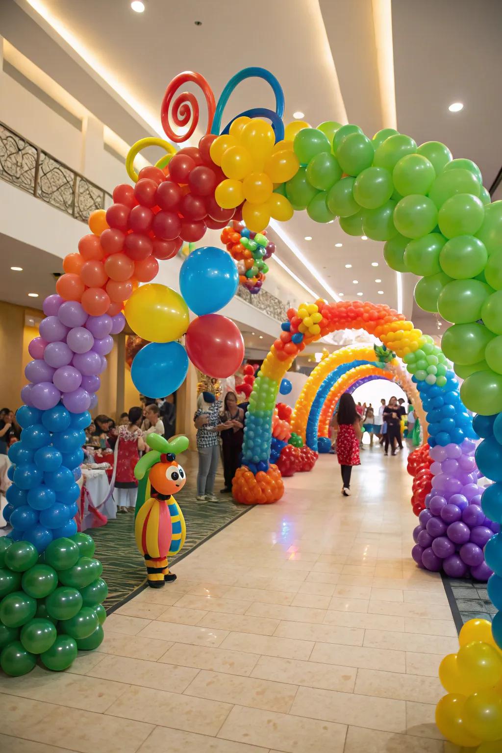 Balloon-themed bash decorated with playful designs.