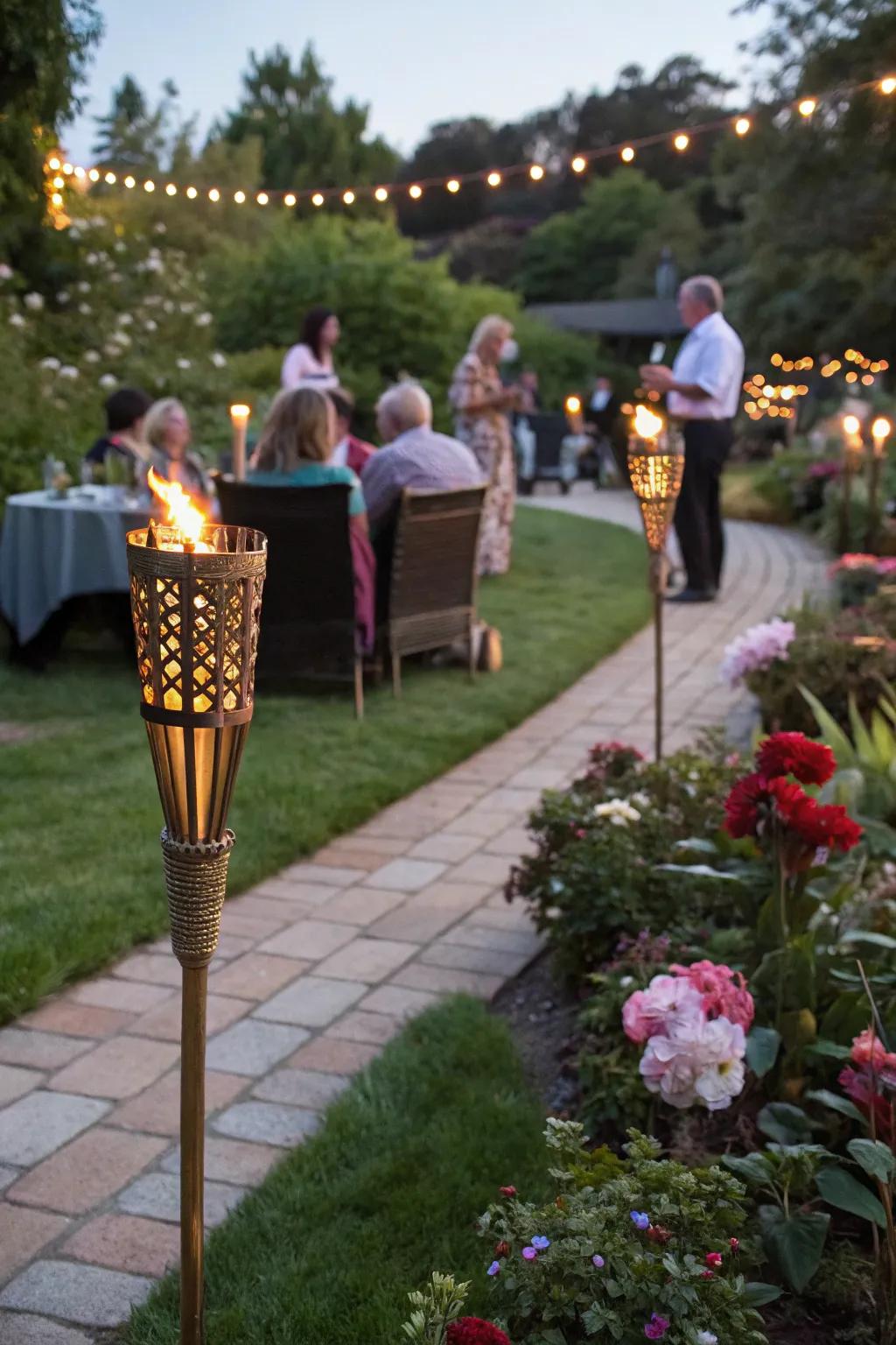 Infuse glamour into your garden party with glittering <strong><em>tiki torches</em></strong>.” loading=”lazy” class=”pimg”>
	</picture><figcaption>Infuse glamour into your garden party with glittering <strong><em>tiki torches</em></strong>.</figcaption></figure>
<p>Infuse sparkle into your garden party with glitter-laden <strong><em>tiki torches</em></strong>. This straightforward DIY project introduces a hint of glamour.</p>
<h3>A few suggestions:</h3>
<ul class=