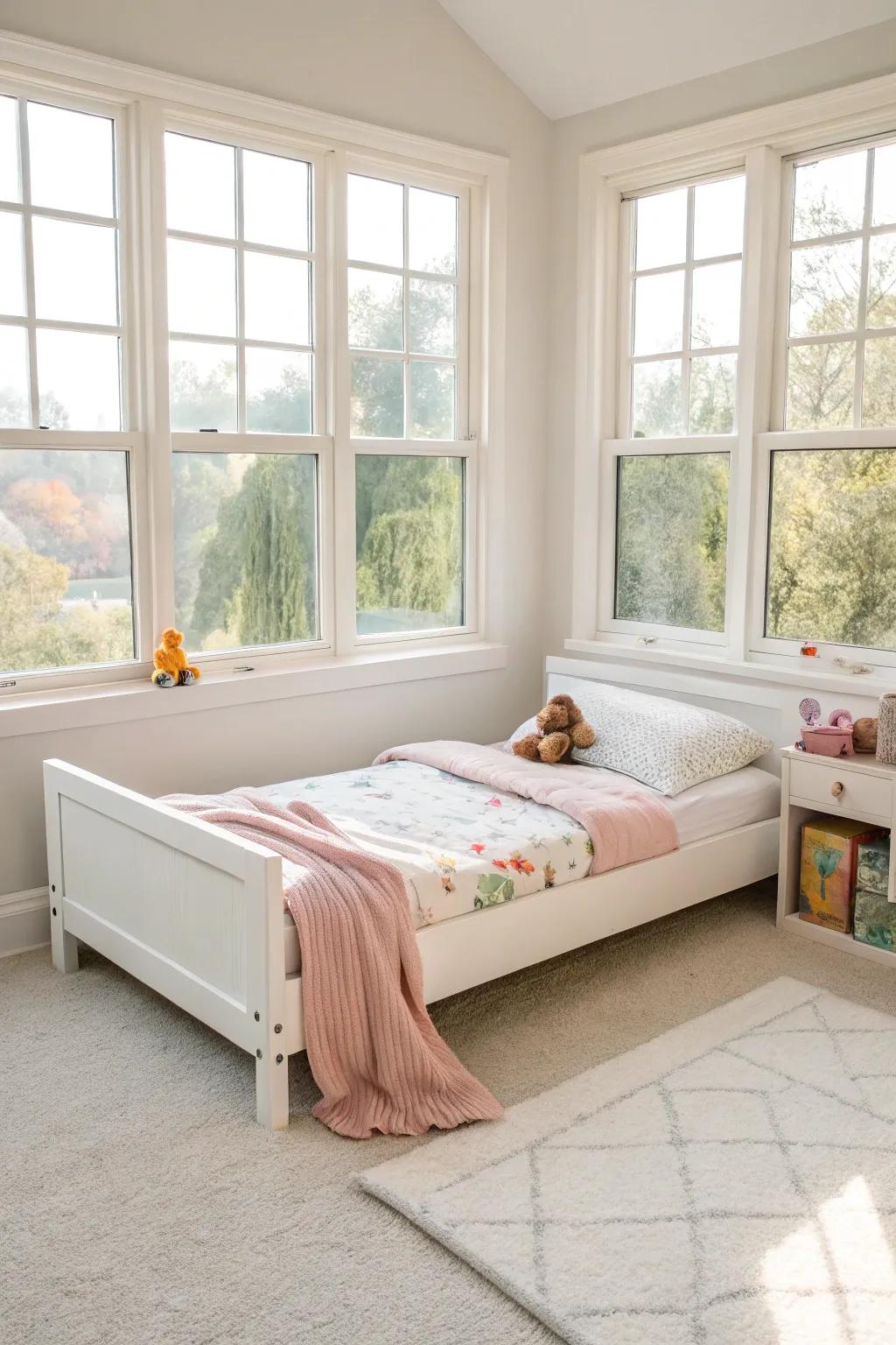 Simple low beds for safe dreaming.