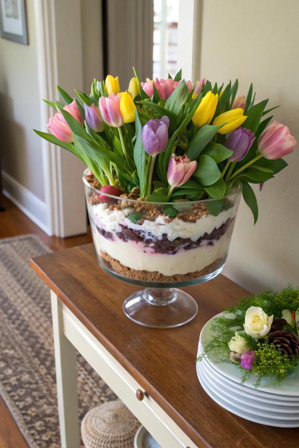 A dessert bowl capturing the essence of springtime.