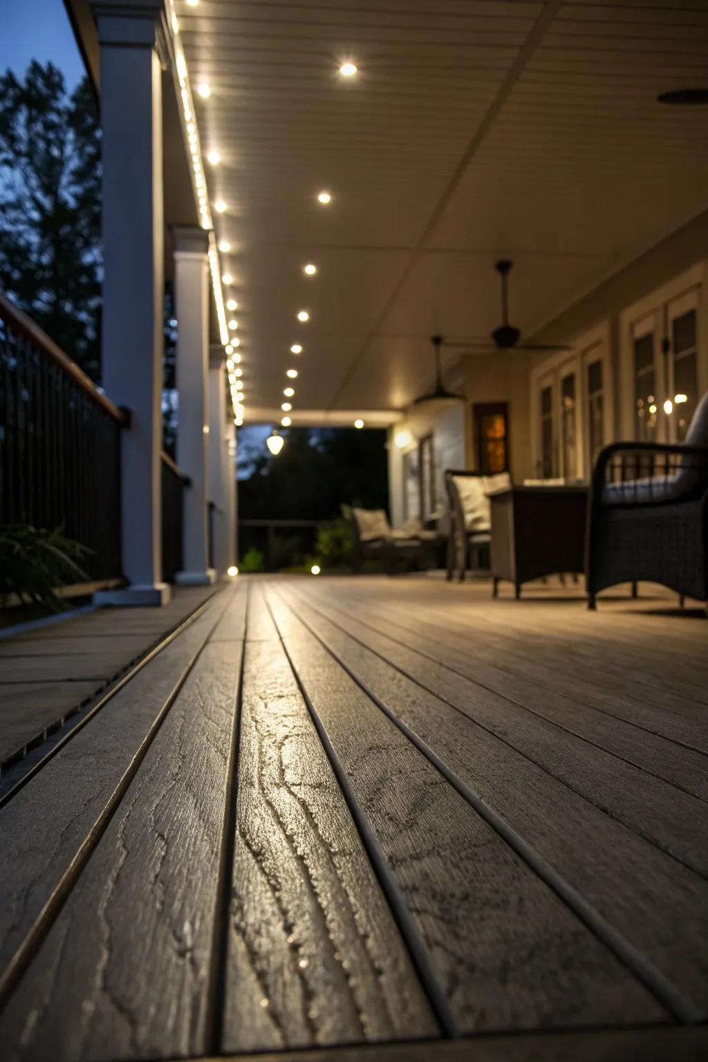 In-floor lighting adds a dramatic flair to your under-deck area.