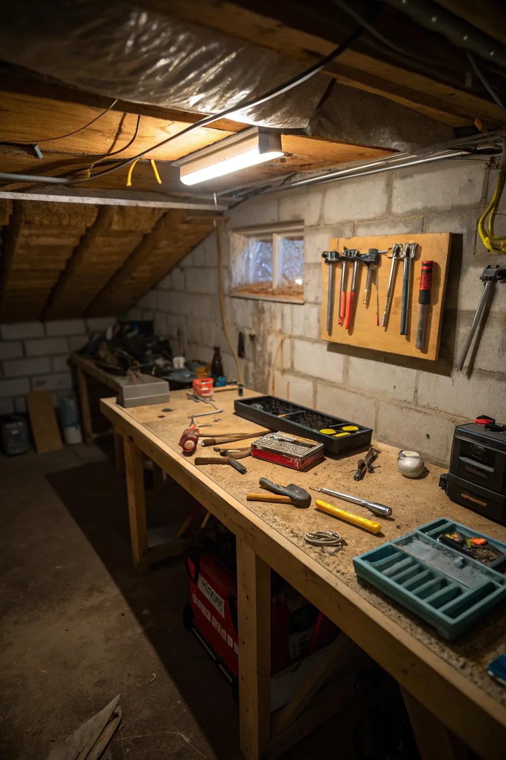 A mini workshop in your under-house area for all your DIY projects.
