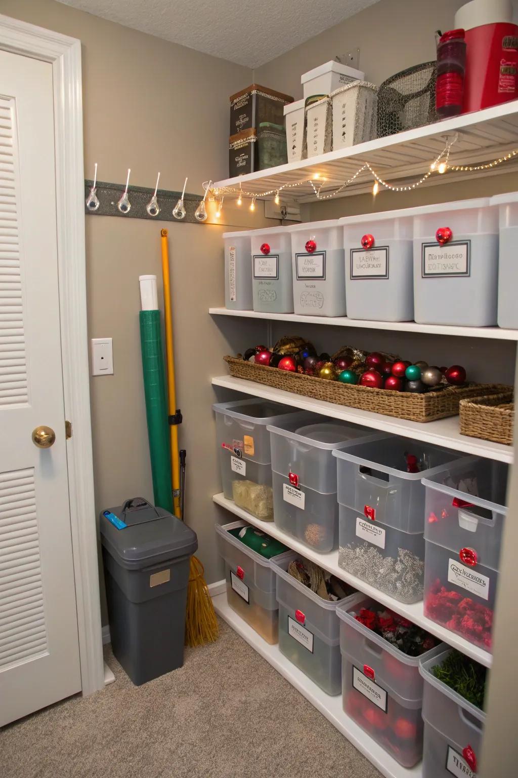 A spot just for seasonal items keeps your closet in order and ready for any time of year.