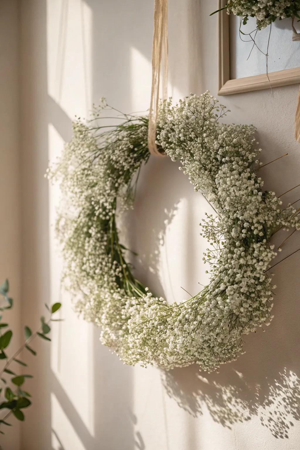 Embrace the ethereal charm of a tiny breath wreath&mdash;ideal for a touch of softness and romance.