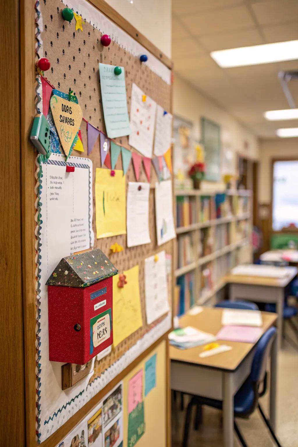 An Exceptional Courier display surface featuring a receptacle and envelopes.