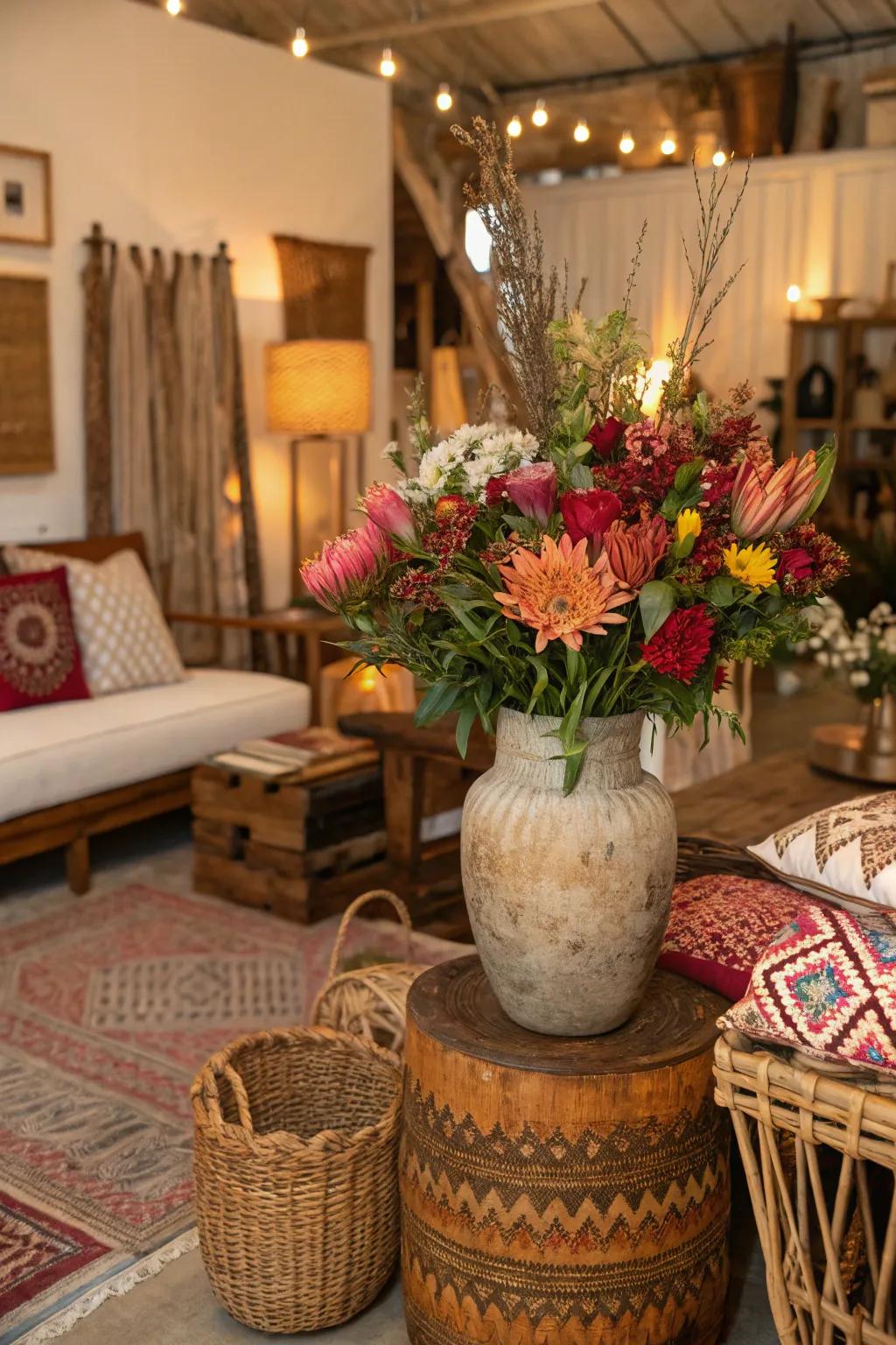 Vibrant blooms contribute personality and flair to vase decor.