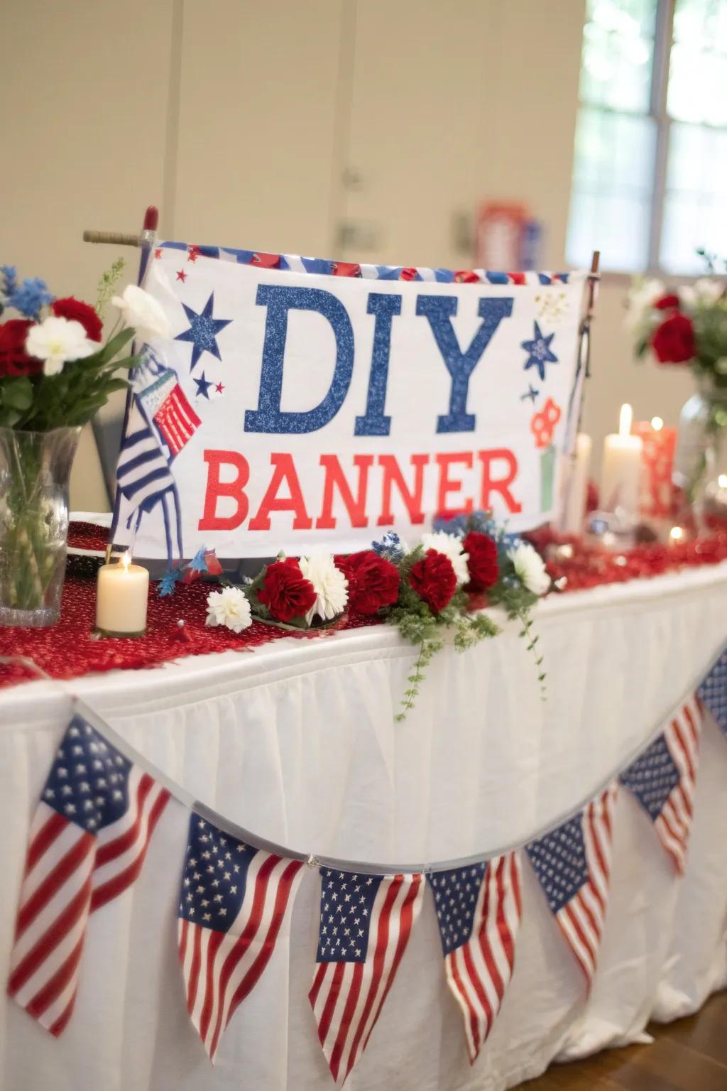 A heartfelt bespoke pennant enhancing the table.
