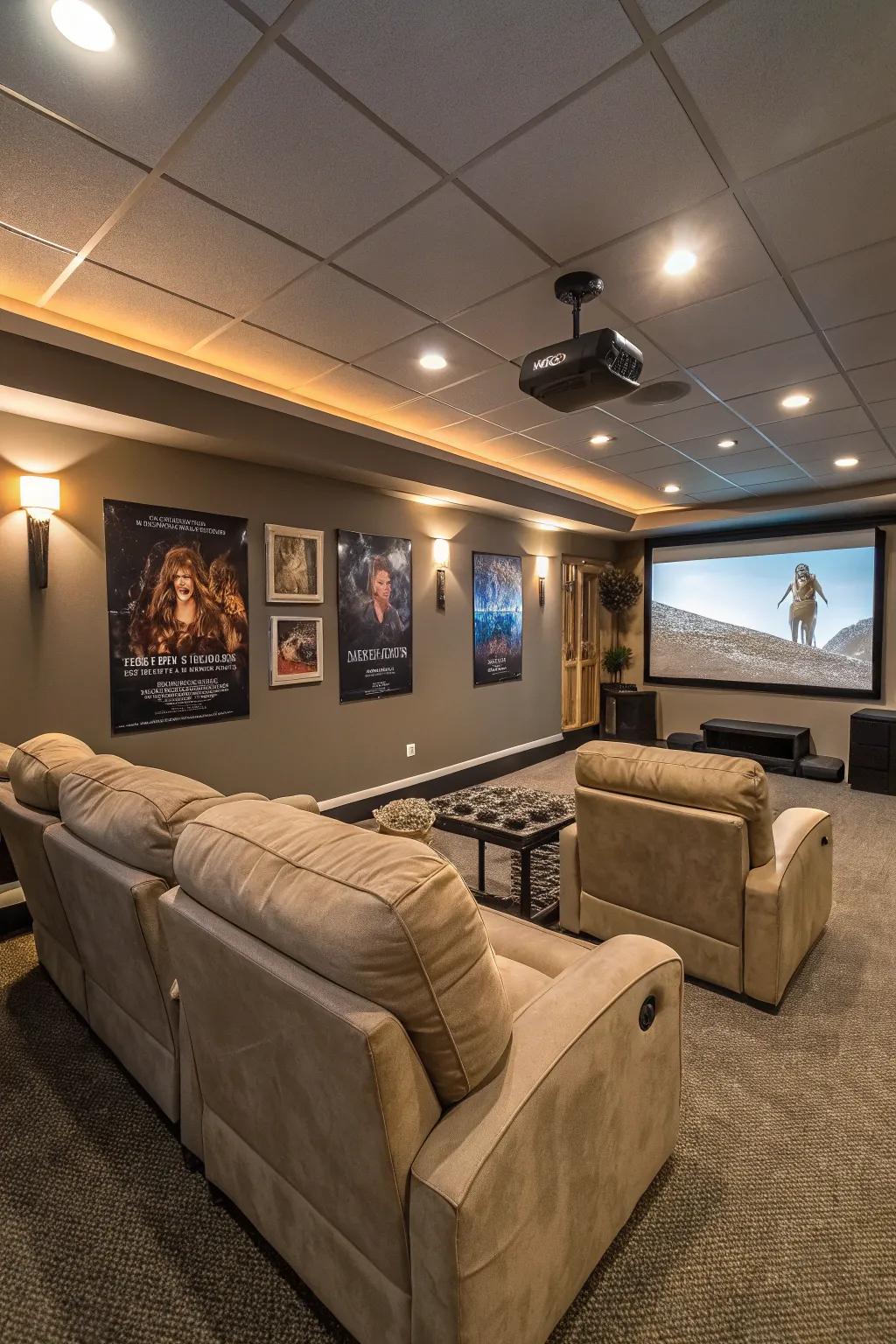 A cozy home theater for cinematic enjoyment.