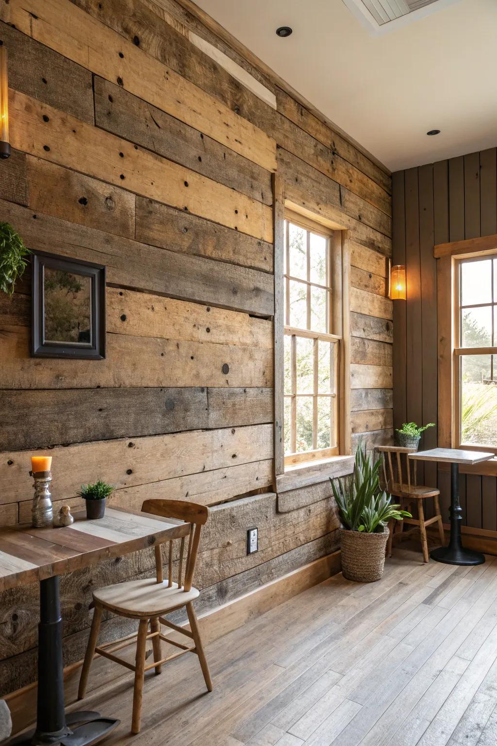 Add character with reclaimed timber.