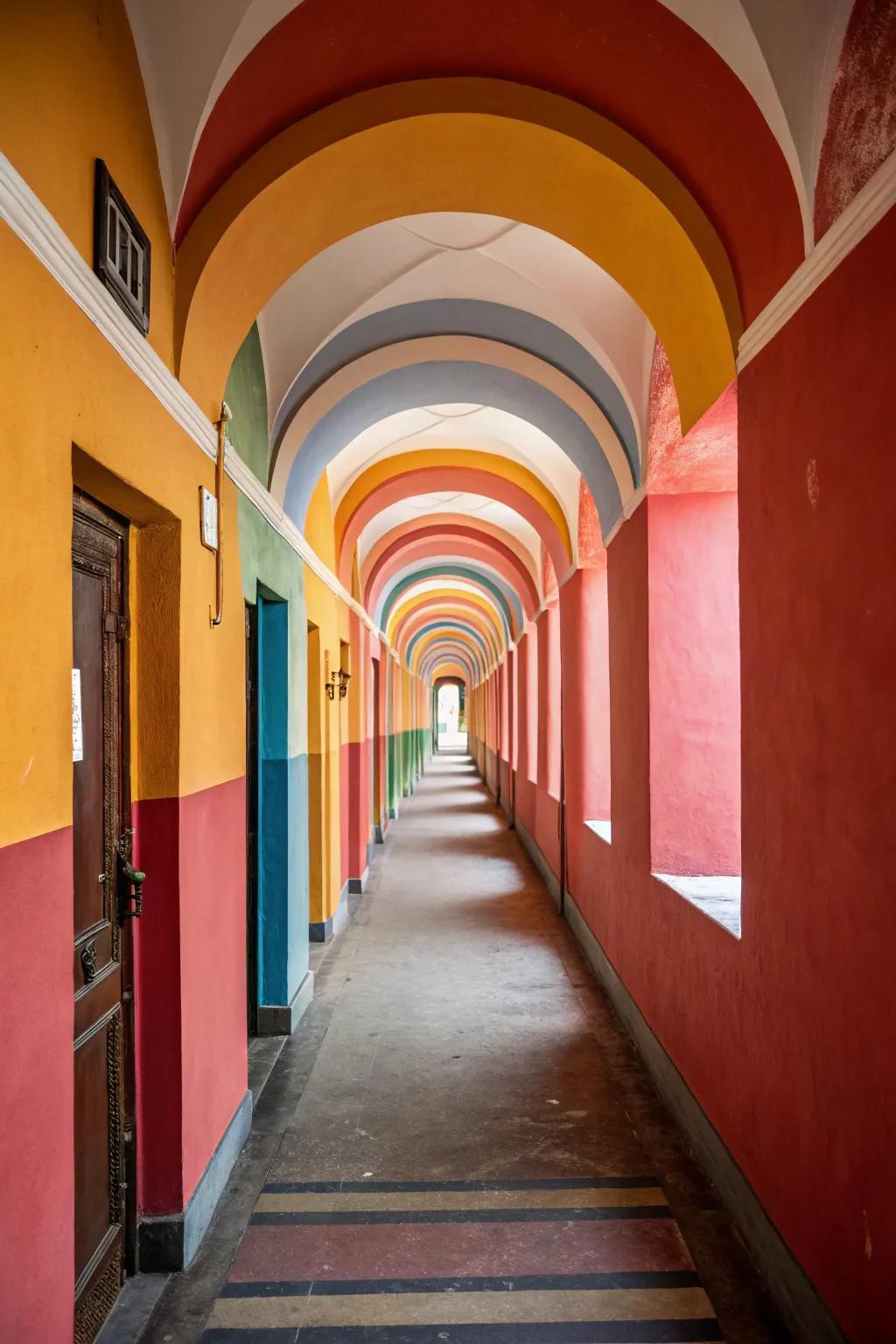 Decorated arches bringing individuality to a corridor.