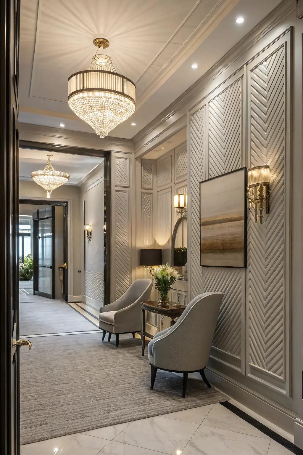 Elegant texture presented by fluted panels.