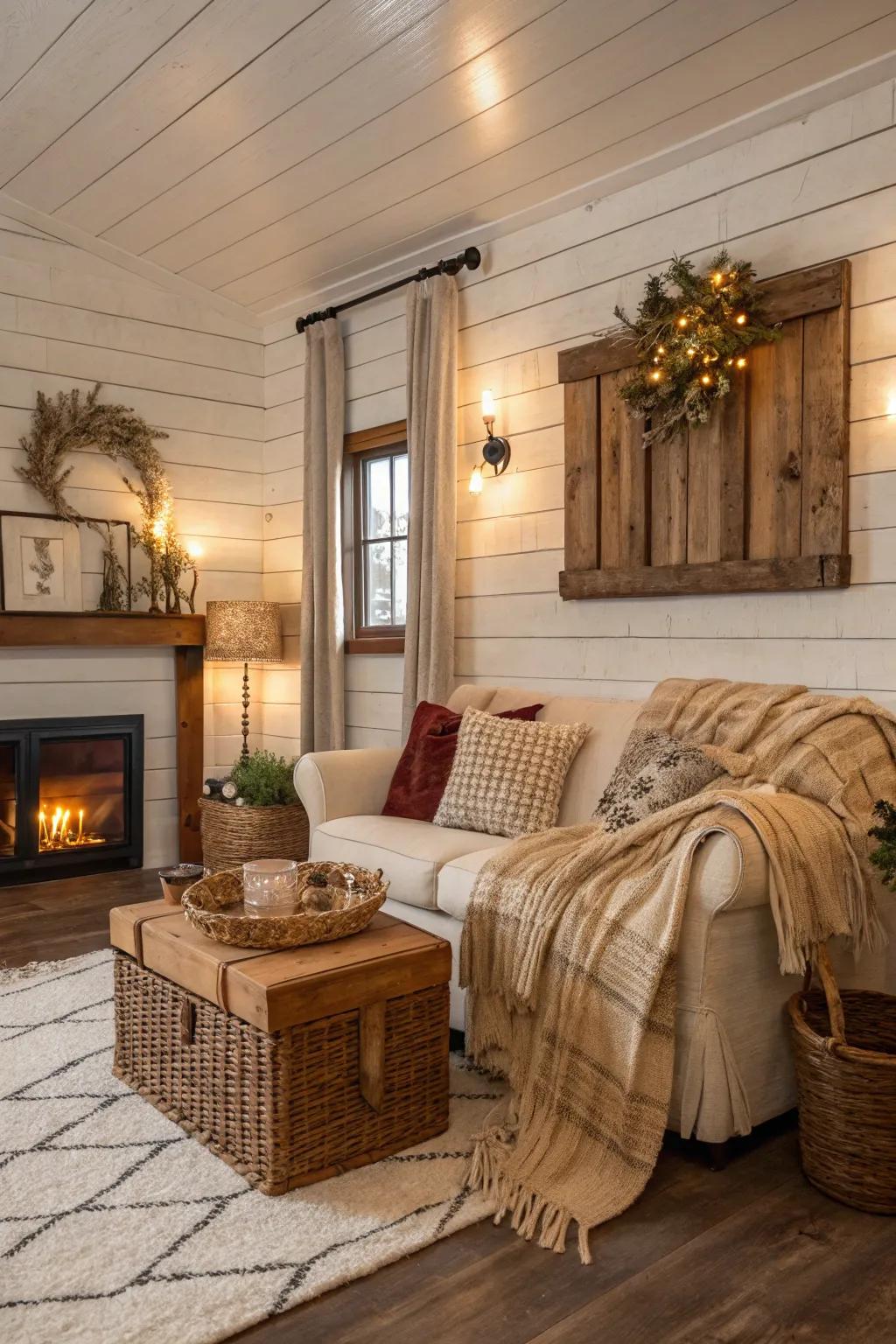 Capture rustic charm with wood panelling wallpaper that fosters a cozy atmosphere.