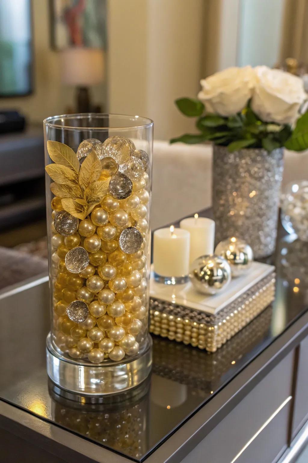Gilded pearl drops infuse a sumptuous radiance to your aesthetic.