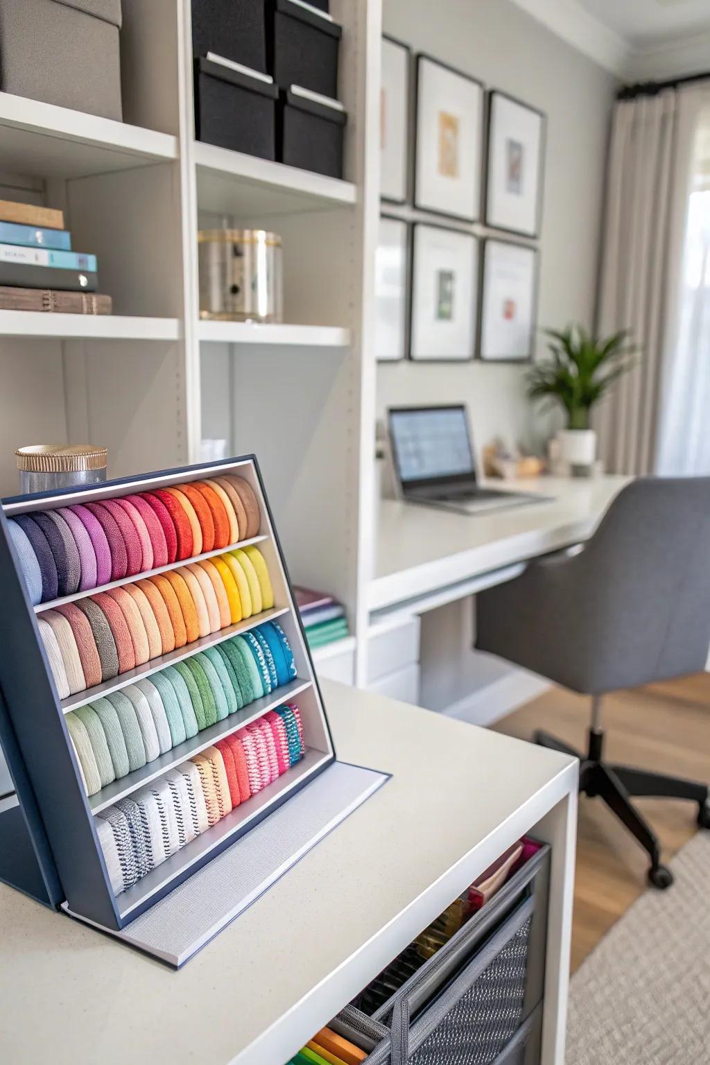 Keep your ribbons neatly organized with a ribbon binder.
