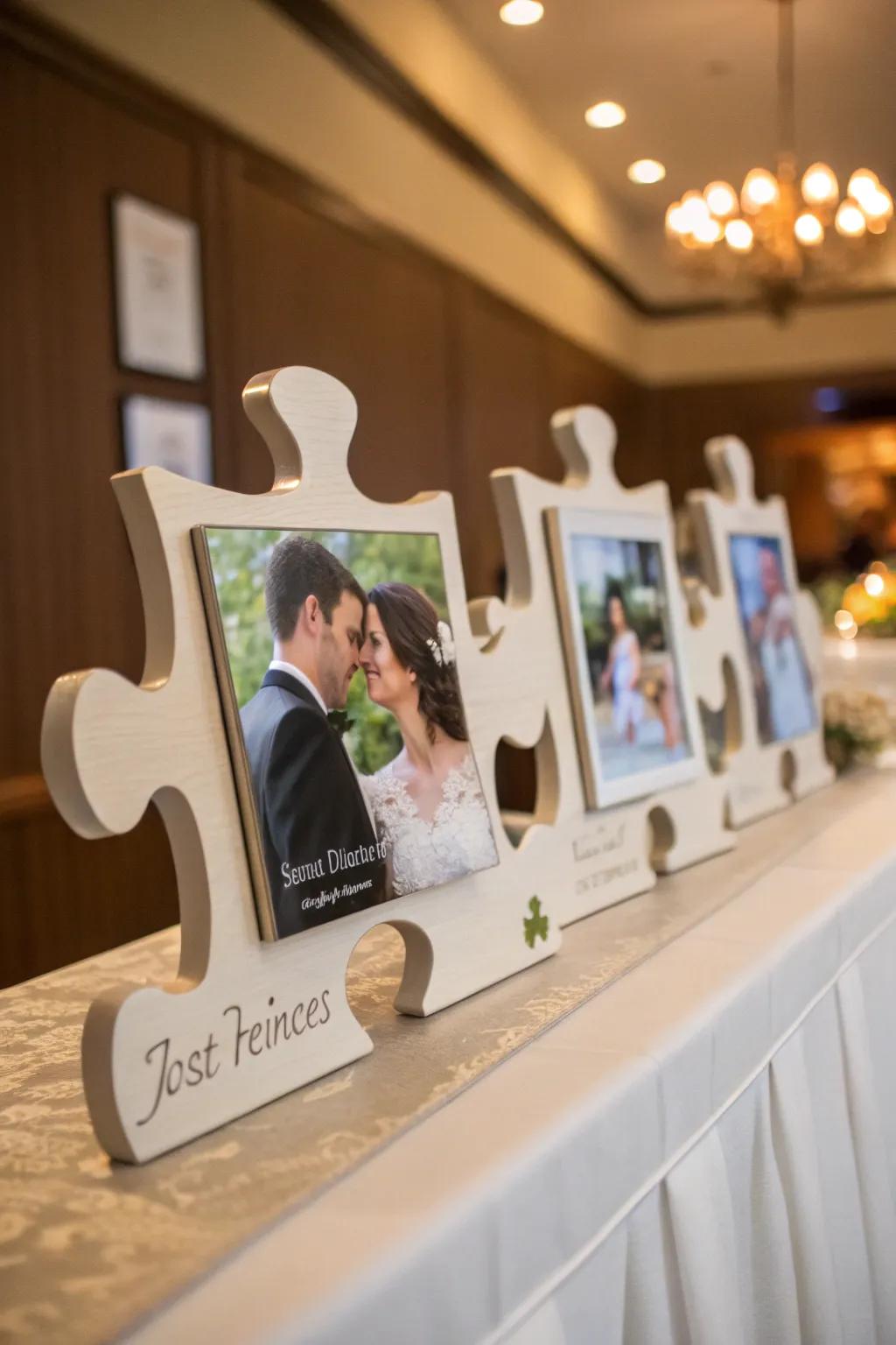 Puzzle piece bar signs creates a larger image.