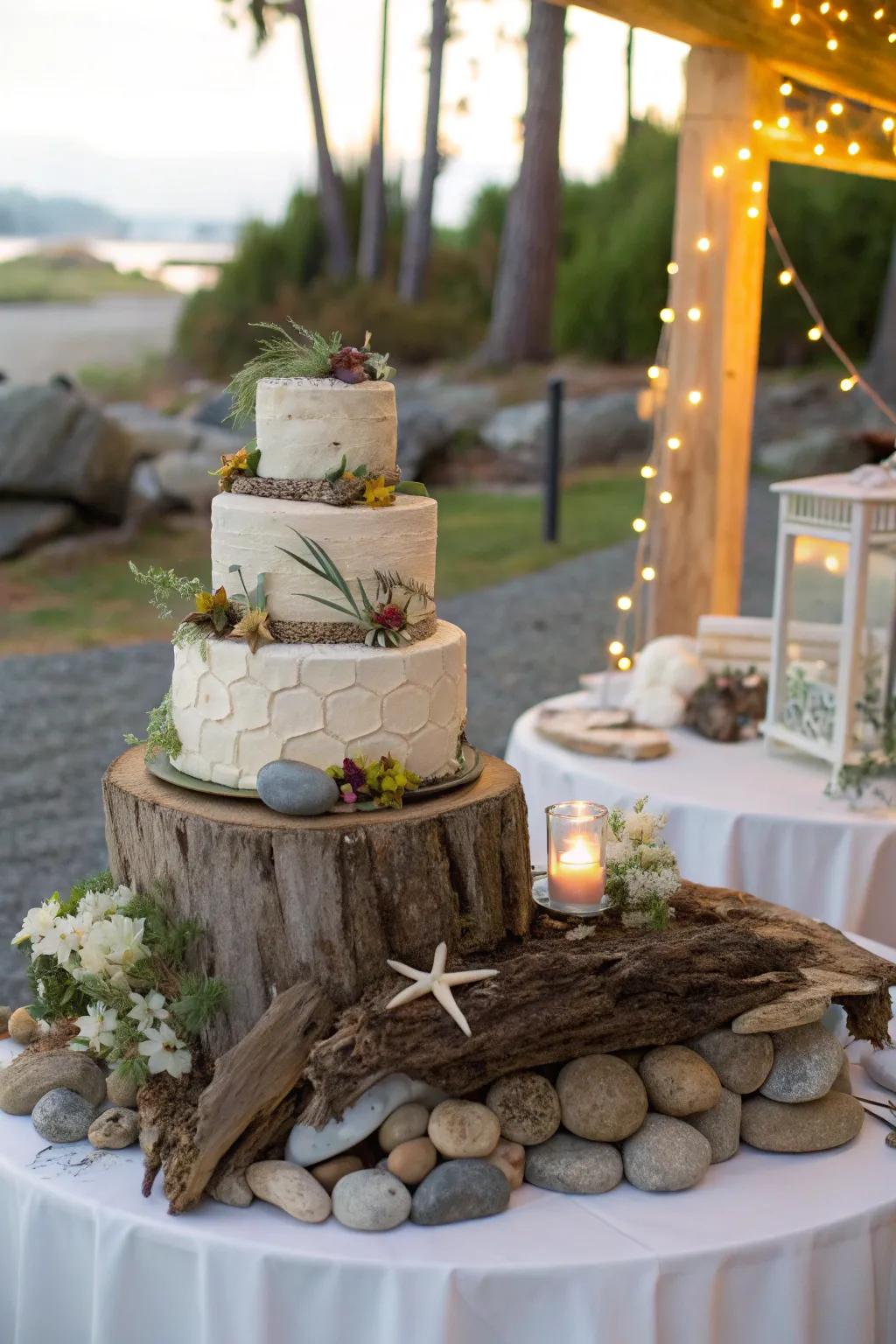 Inherent elements contribute a distinctive accent to the cake display.