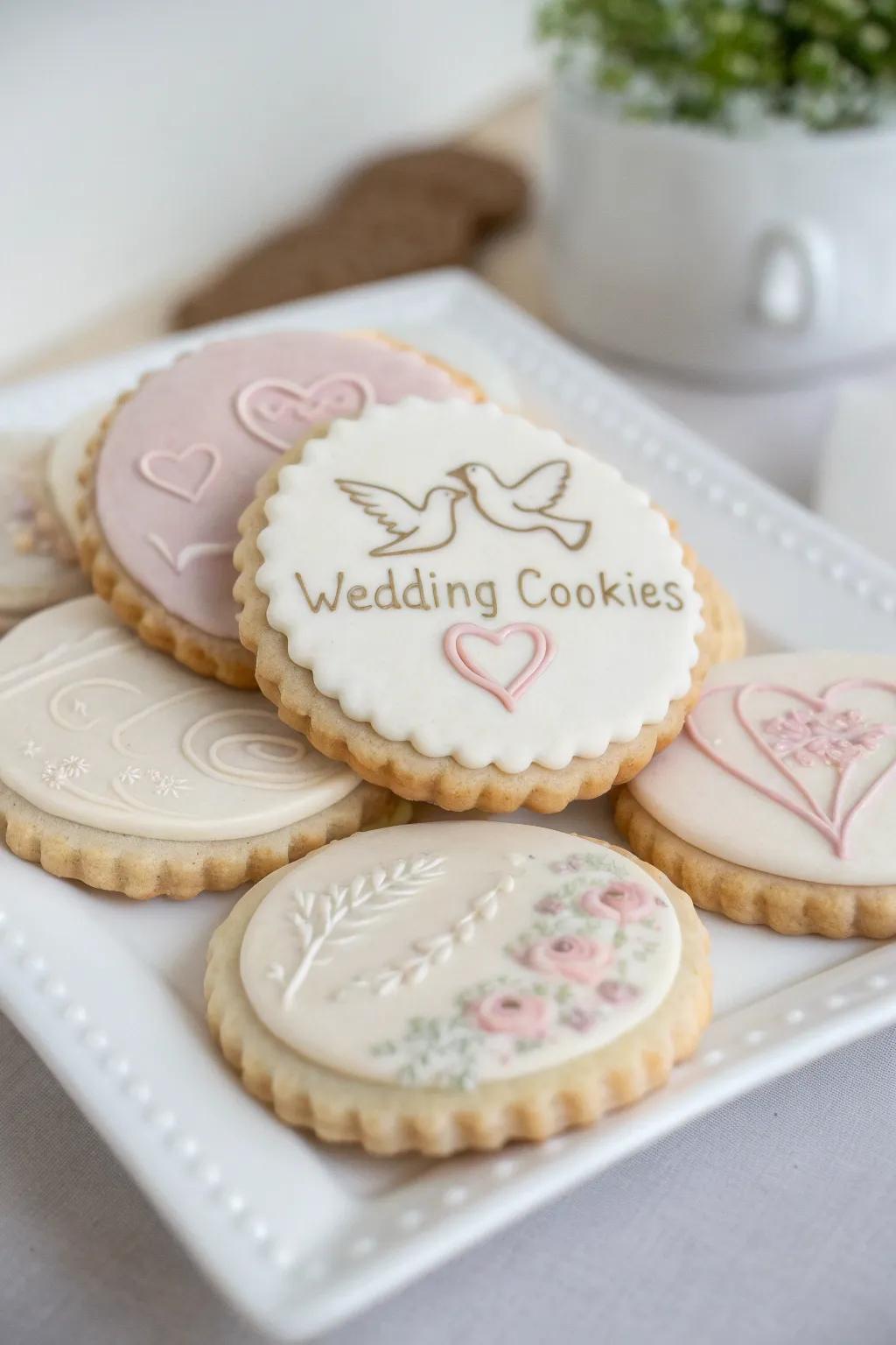 Biscuits showcasing bespoke impressions generate a unique proclamation at weddings.