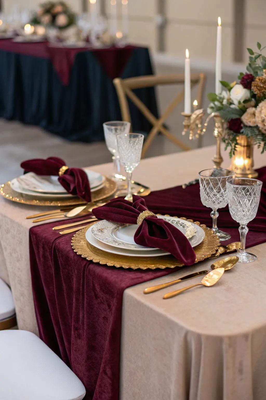 Chic plush accents infuse lavish texture and sophistication into wedding styling.