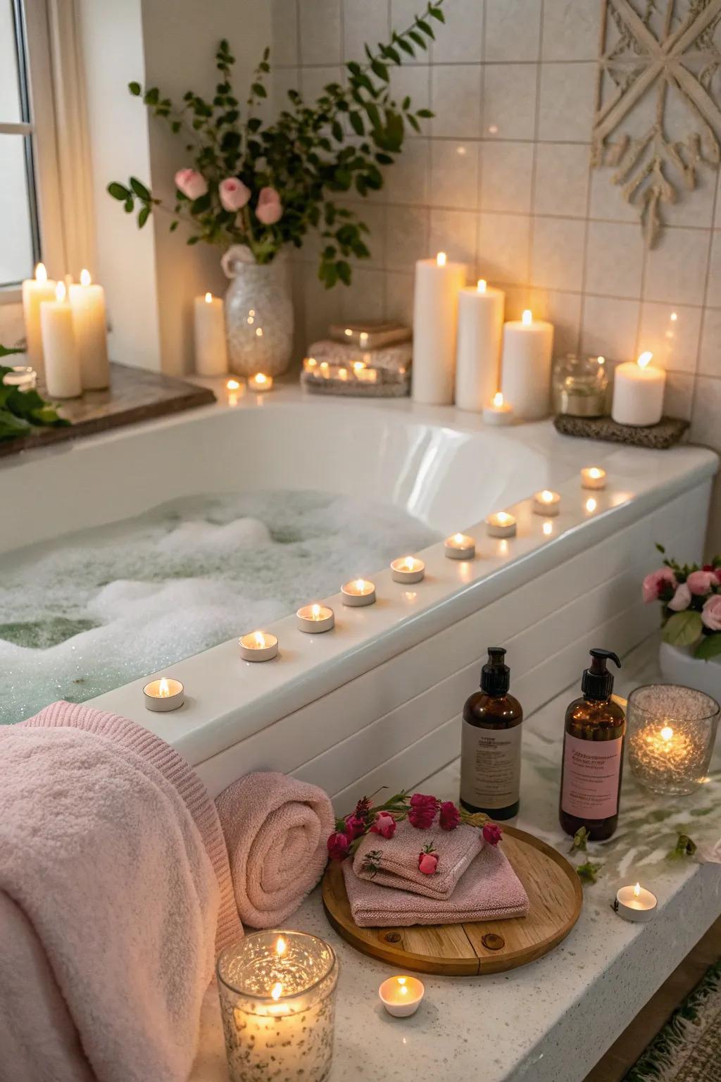 A peaceful at-home spa day for relaxation and rejuvenation.