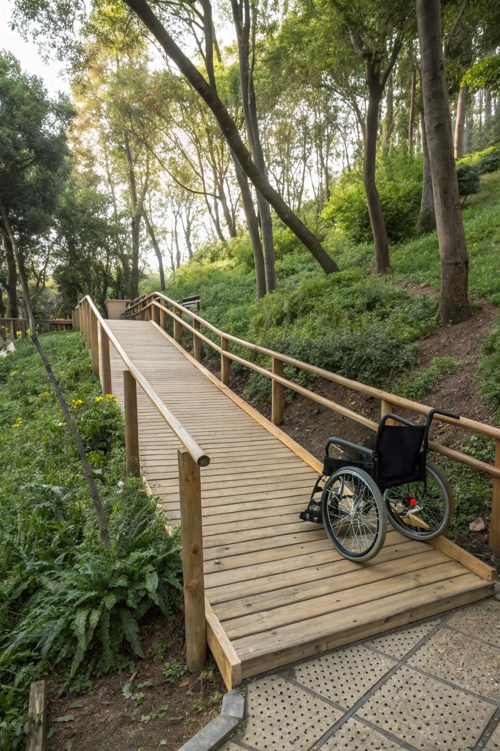 An eco-aware ramp made from sustainable materials.