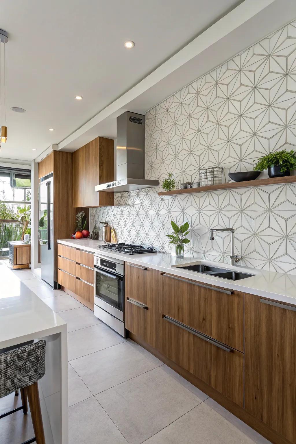 Angled patterns adding modern panache.