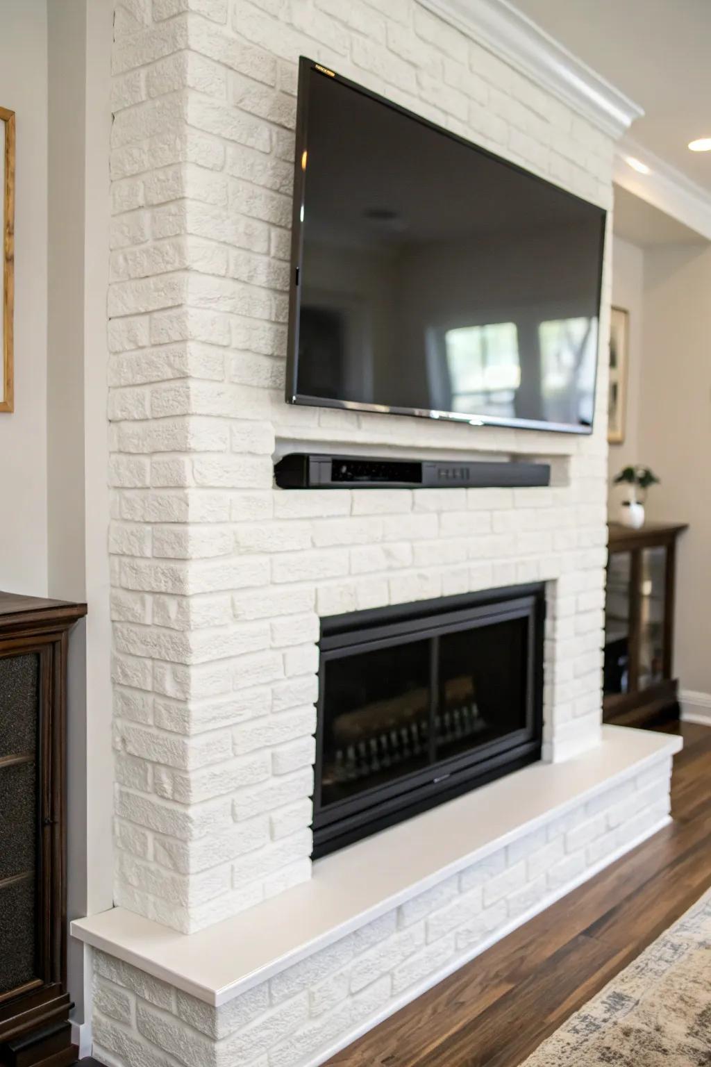 An integrated entertainment setup combines style with functionality.