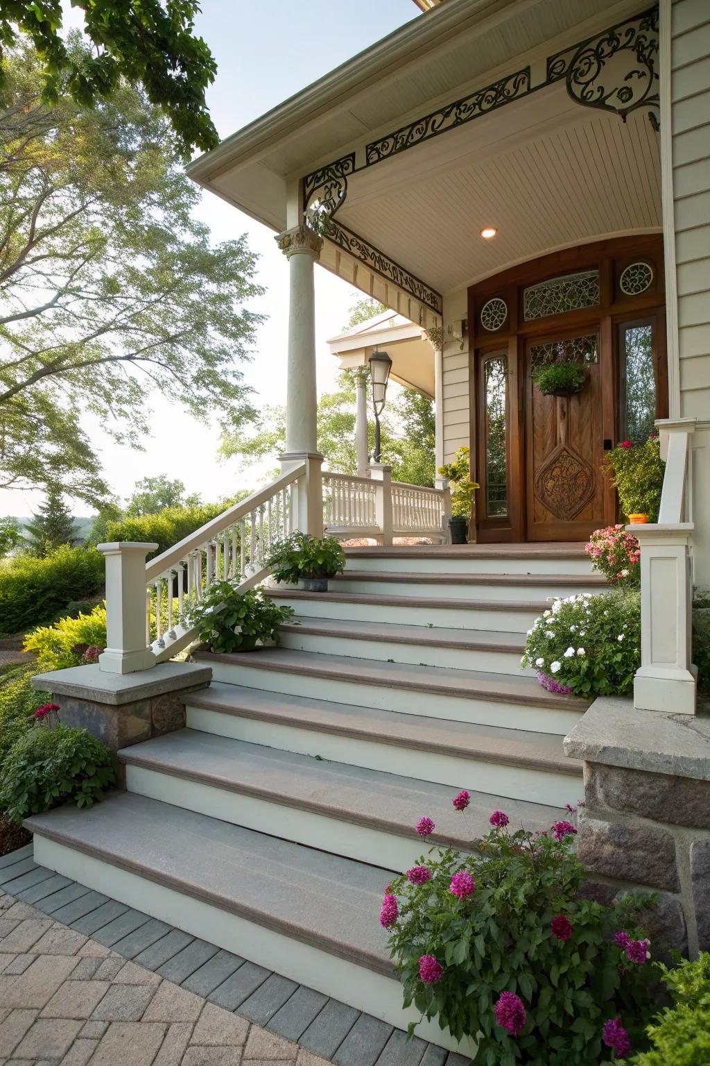 Multi-tiered steps add dimension and grandeur.