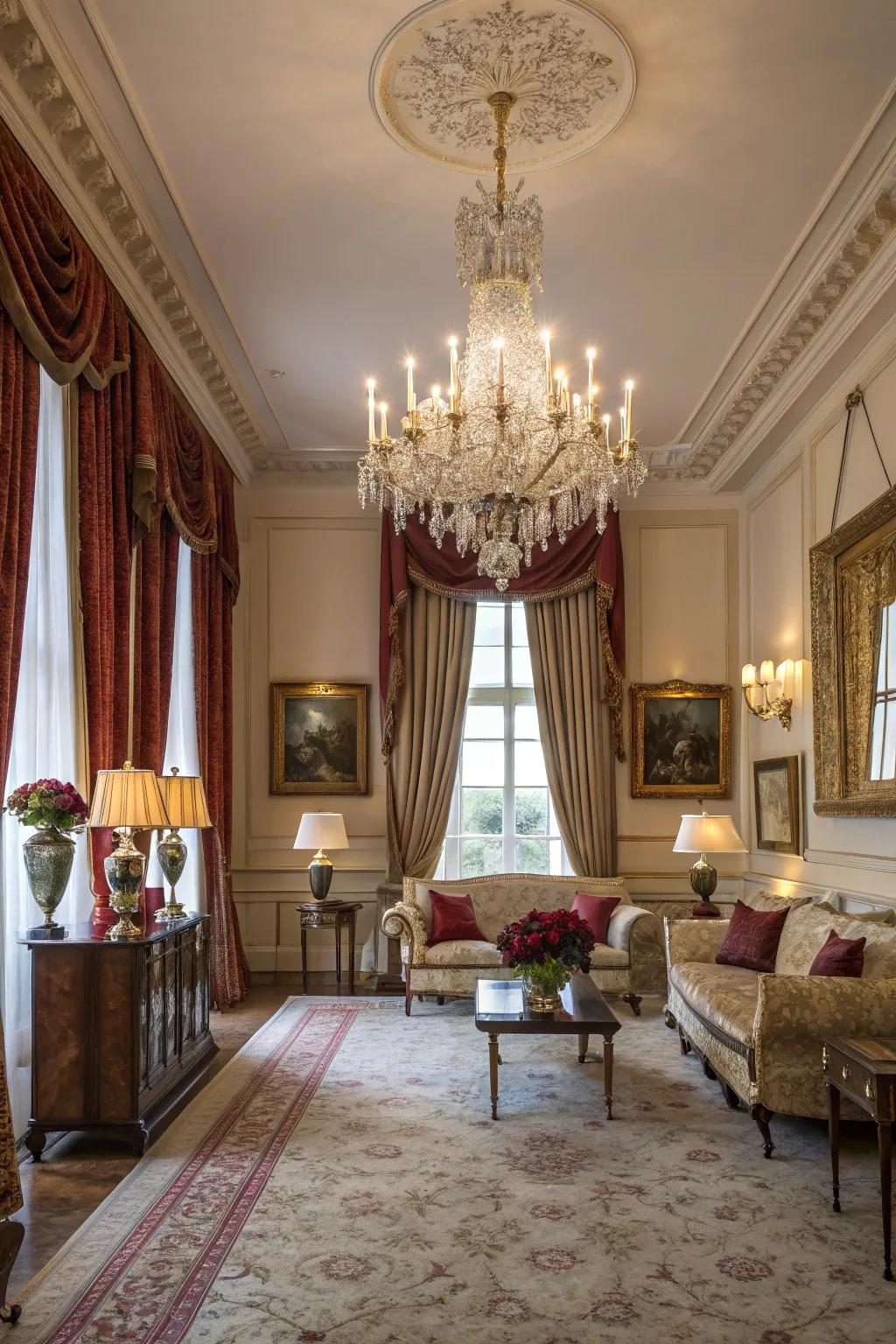 Indulge in timeless beauty with weighty, luxurious drapes.