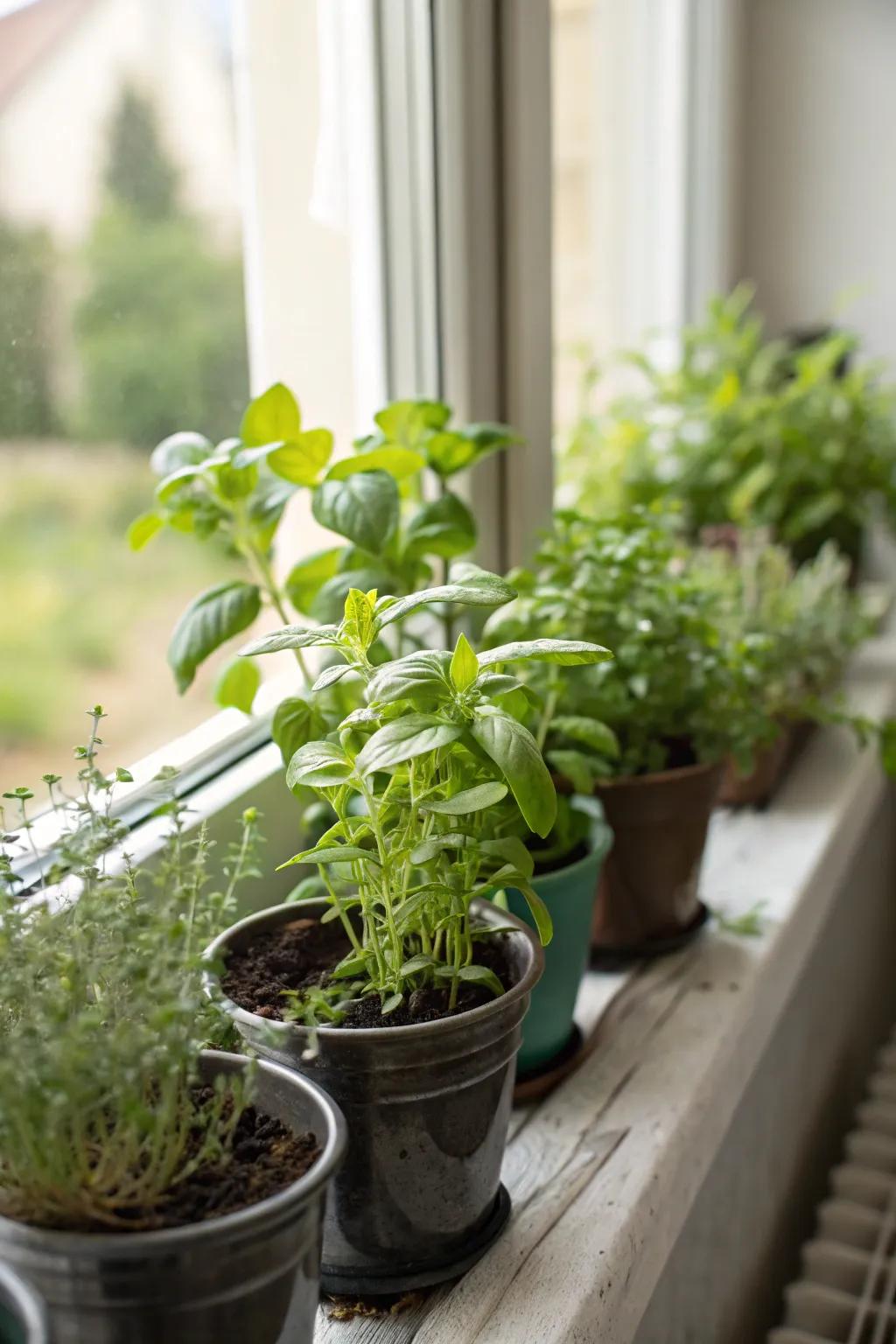 A plant area provides fresh tastes and plant life.