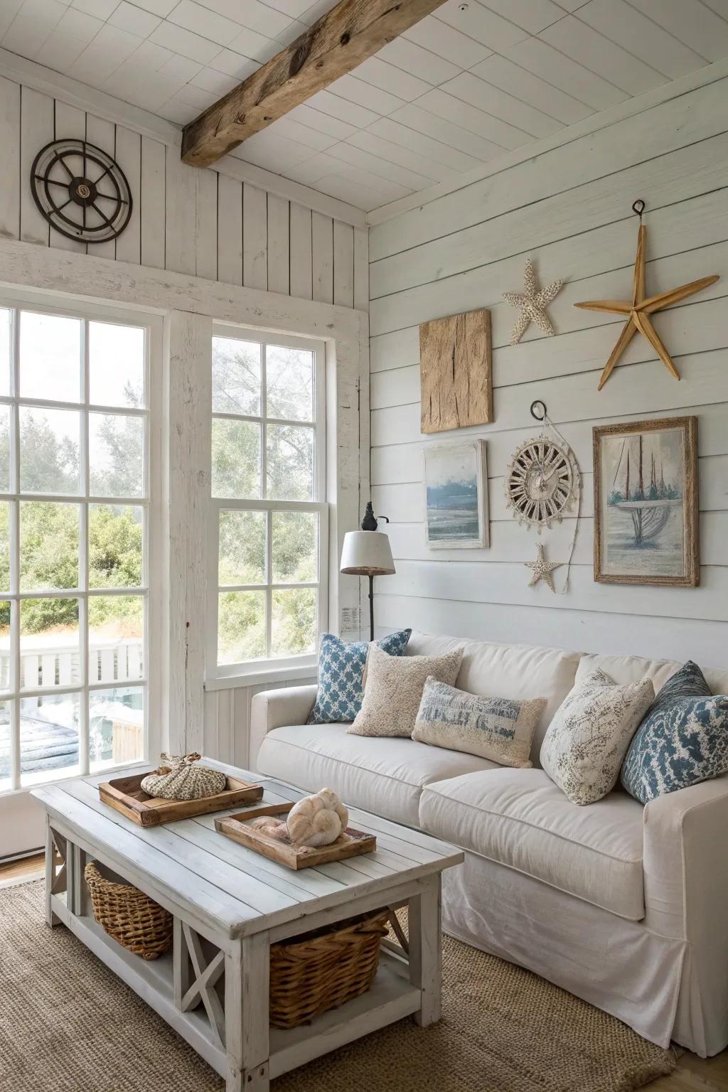 Whitewashed finishes bring about a light and airy ambiance.