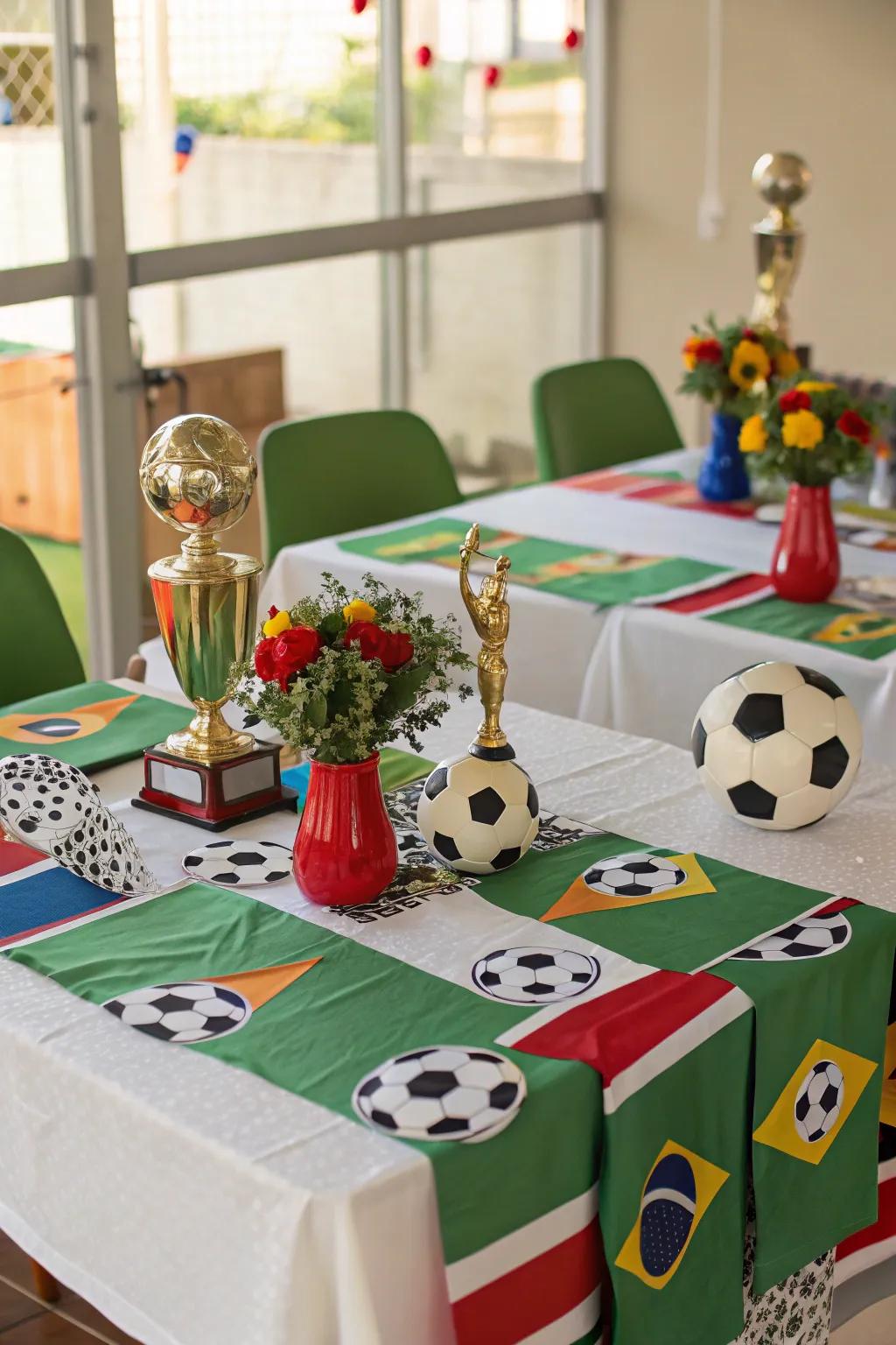 A table setting that embodies the spirit of the Tournament.