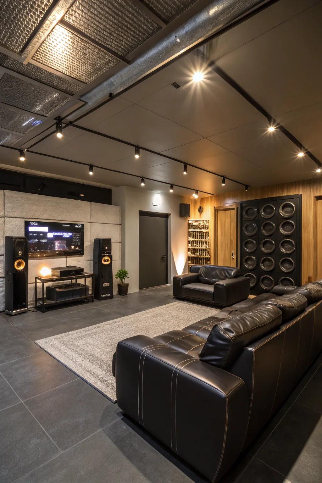 Indulge luxuriously by having a garage lounge that exudes sophistication.