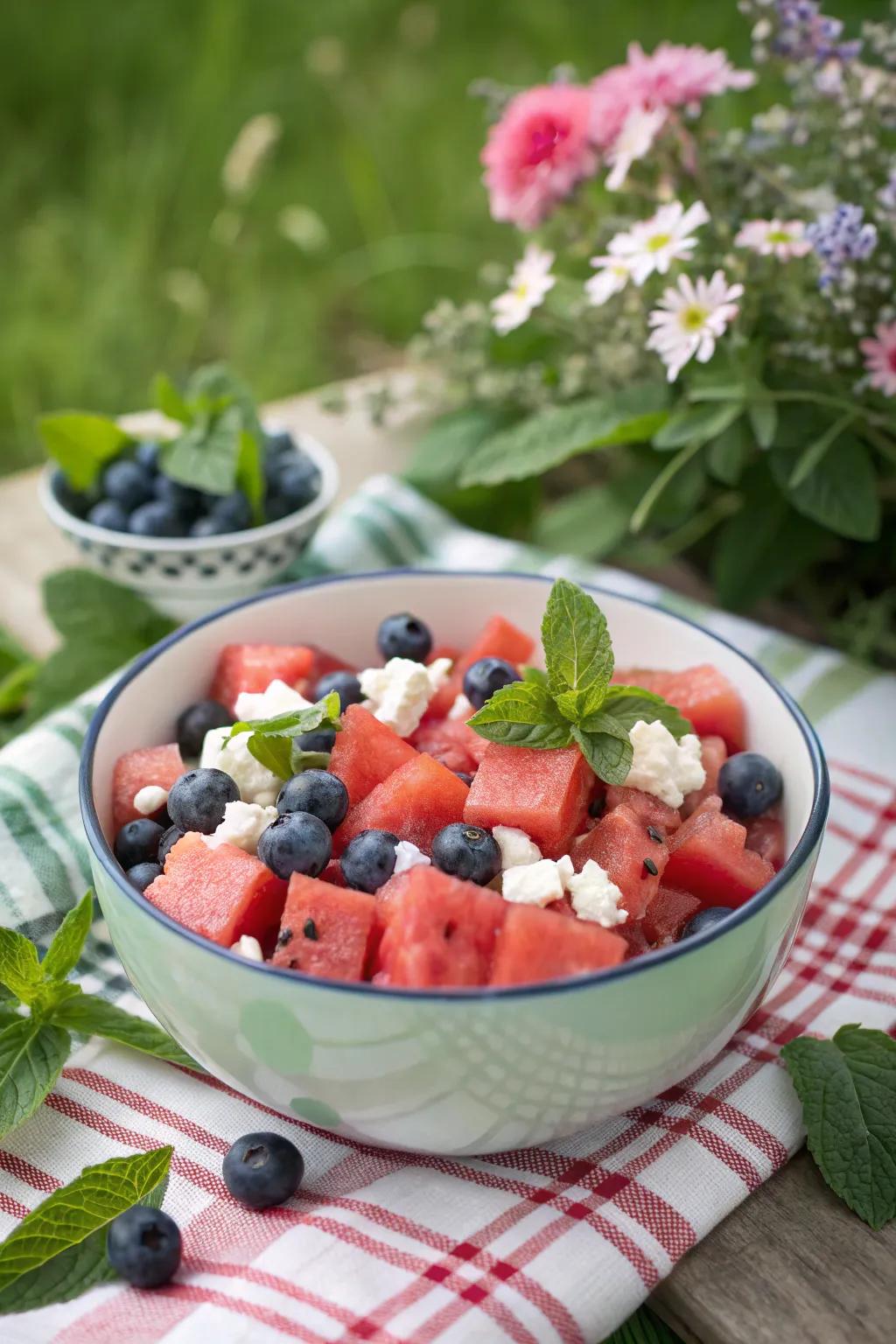 Crimson, Ivory and Azure Salads add a refreshing touch to your 4th of July picnic.