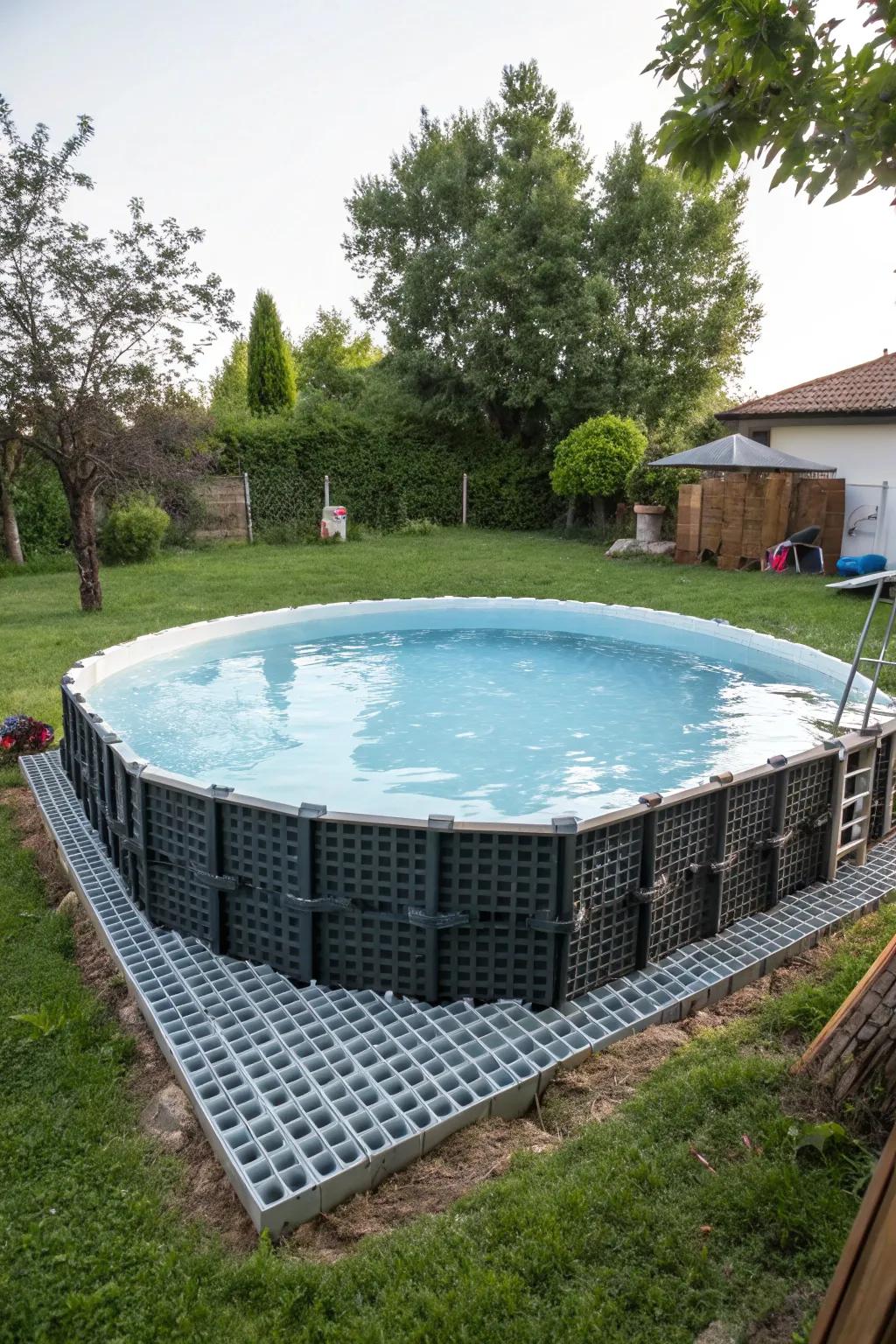 Recycled materials make for sustainable and innovative pool bases.