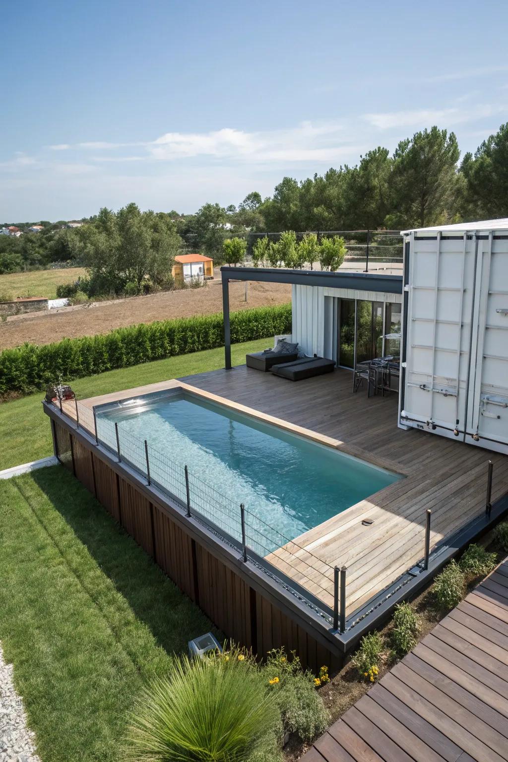 Think creatively with a shipping container deck.