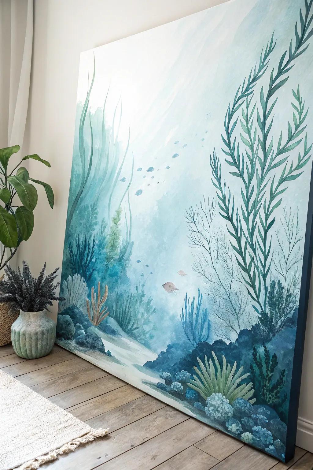 An abstract watercolor featuring submerged themes.