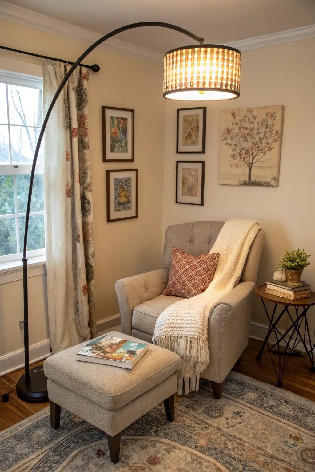 Light dark corners using a chic upright light.