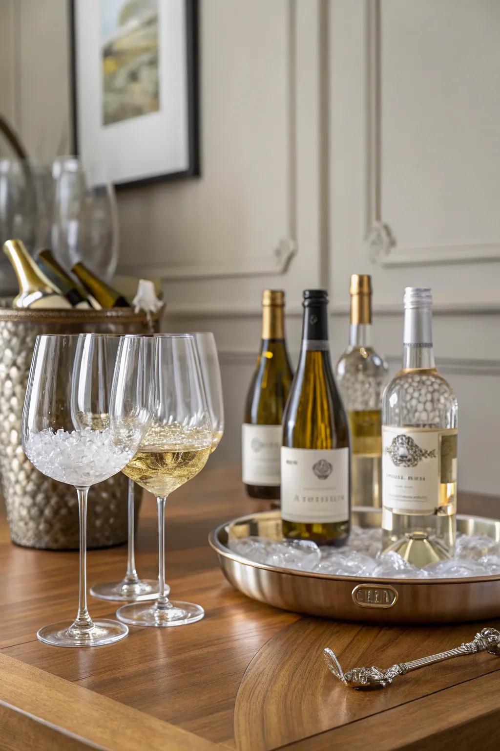 A white wine tasting provides a sophisticated touch to the event.
