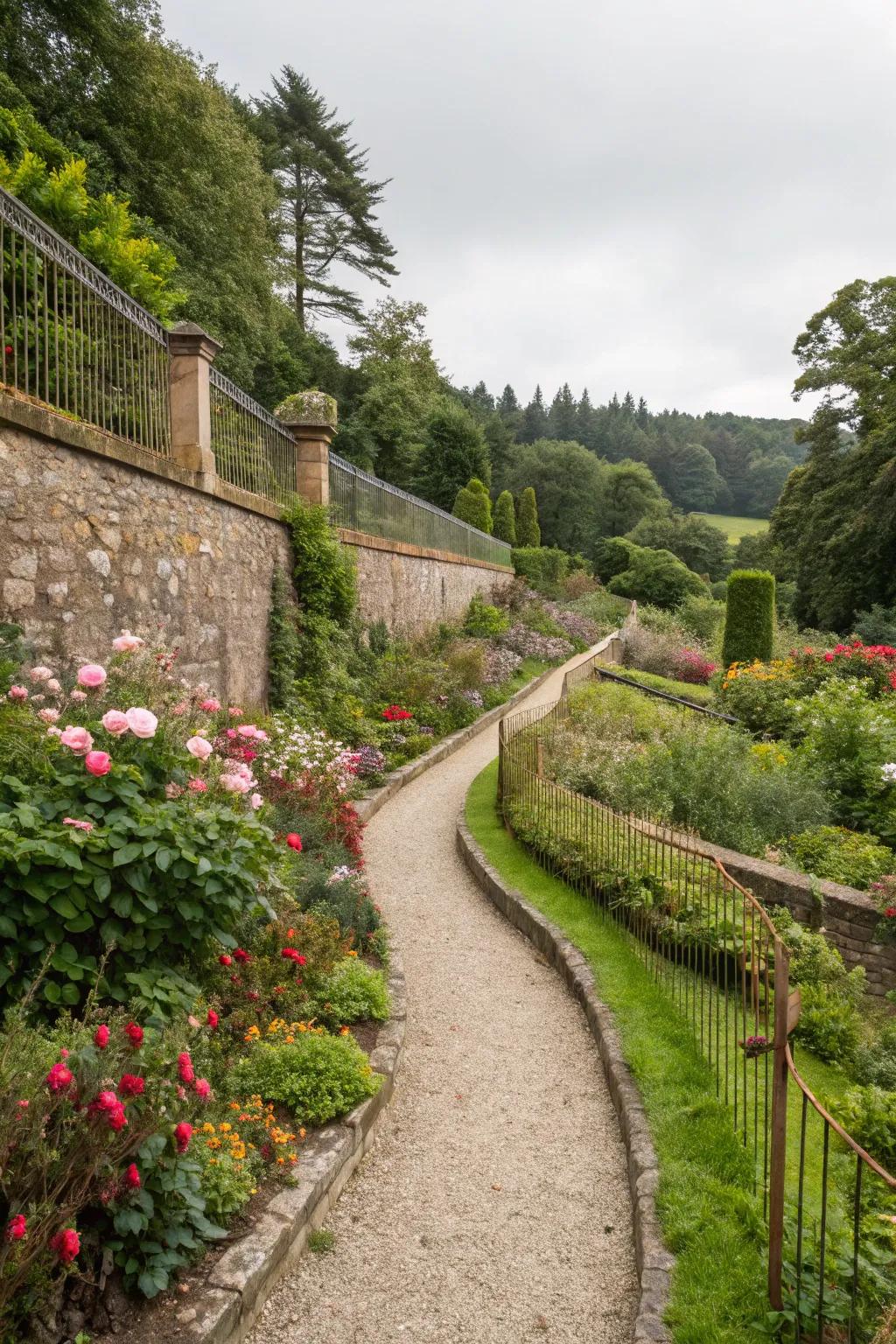 Fixed landscape elements improve appearance and practicality.