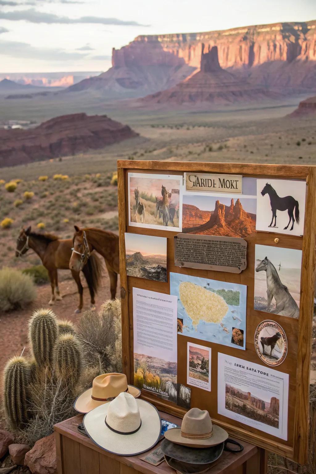 A spirited untamed west scene showcasing iconic western elements.