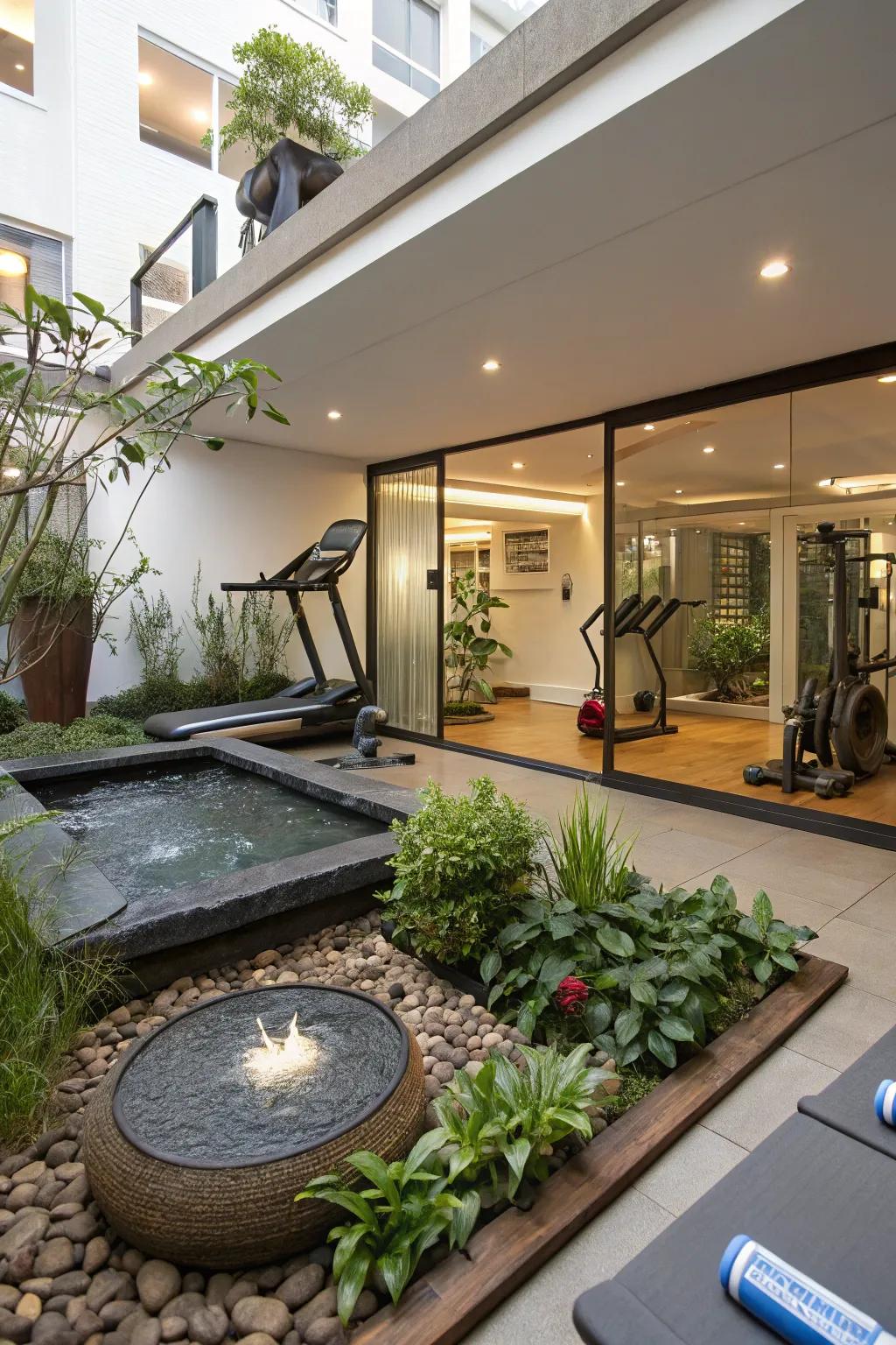 Natural elements make your gym feel peaceful.