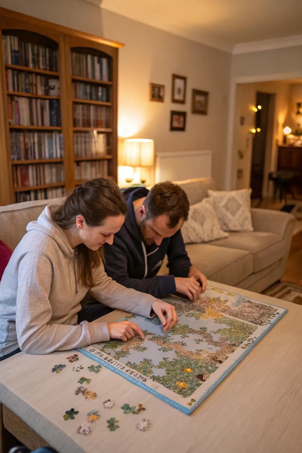 Piece together fun and challenge with a puzzle night.