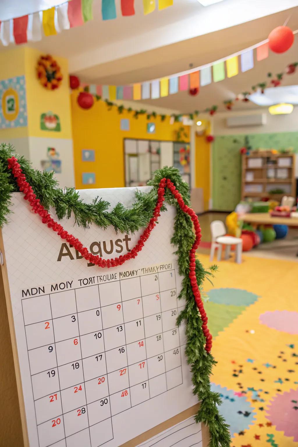 Celebrate daily using celebratory streamer accents on your calendar.