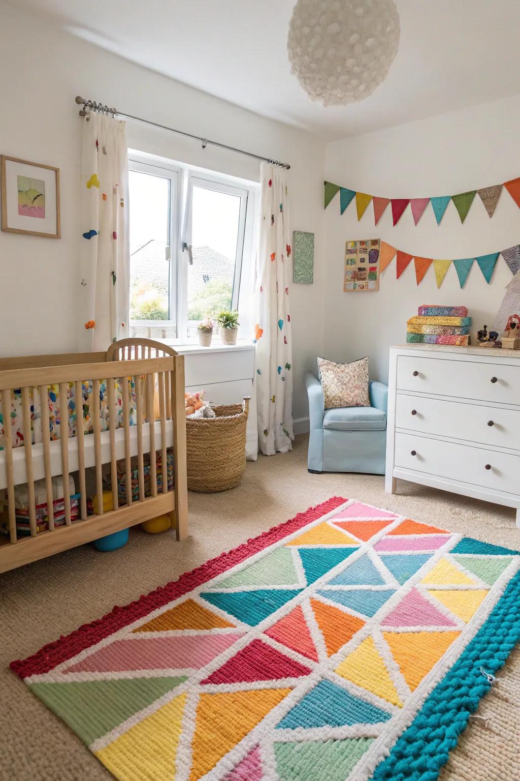 Bright mats add color and make a space to play.