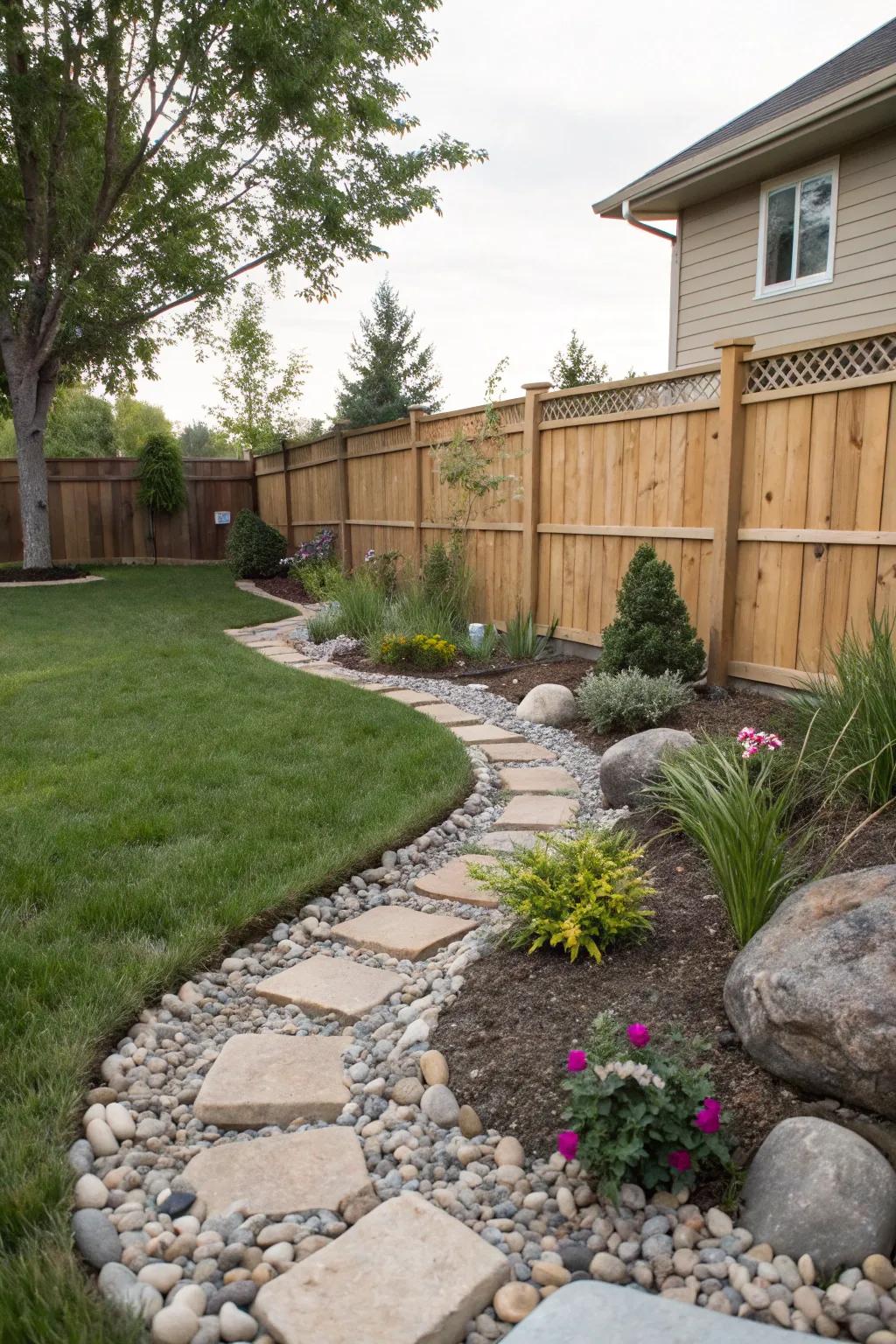 Styling stones improving water flow and appeal in an outdoor space.