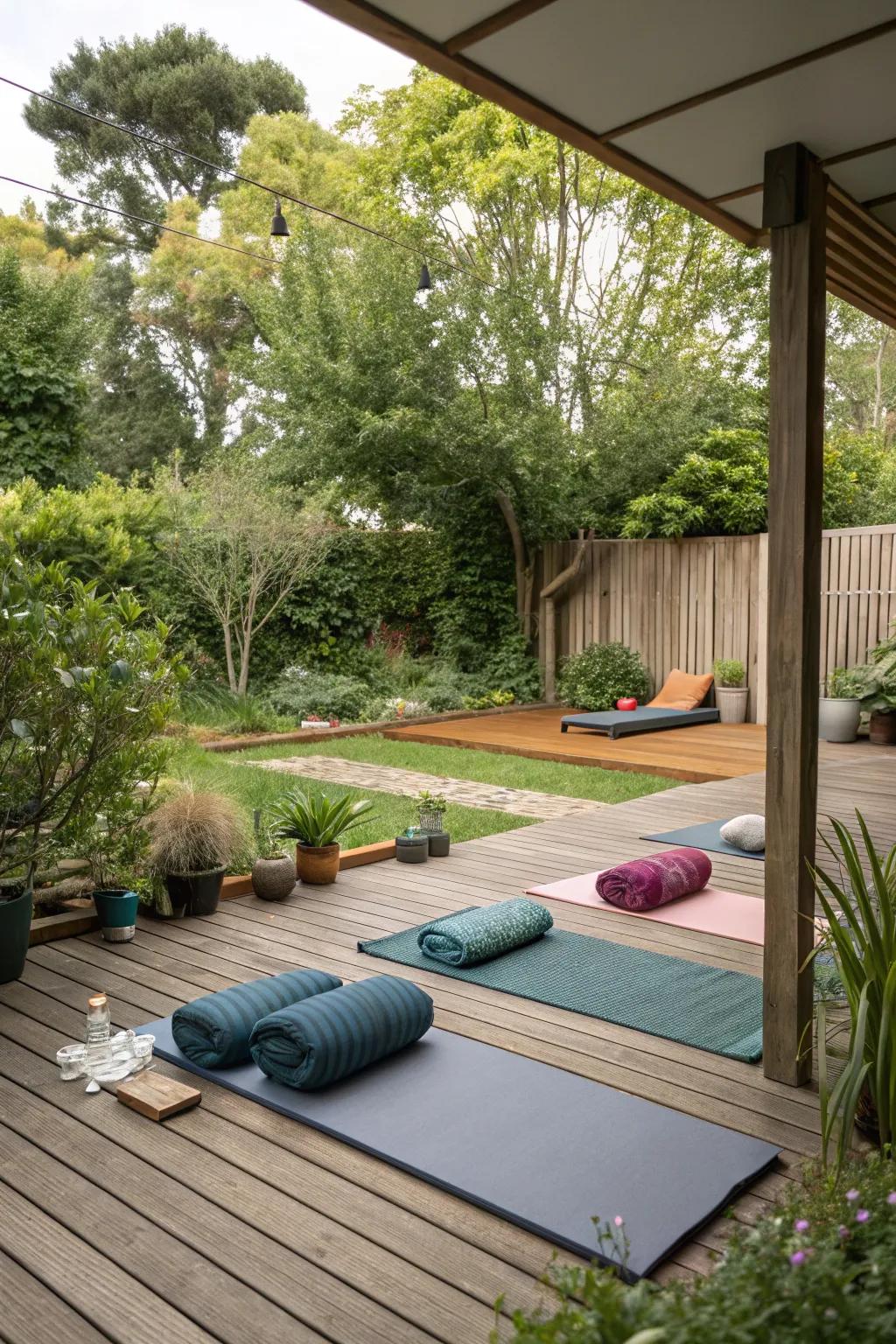 Find peace and serenity in a specifically designed outdoor yoga zone.
