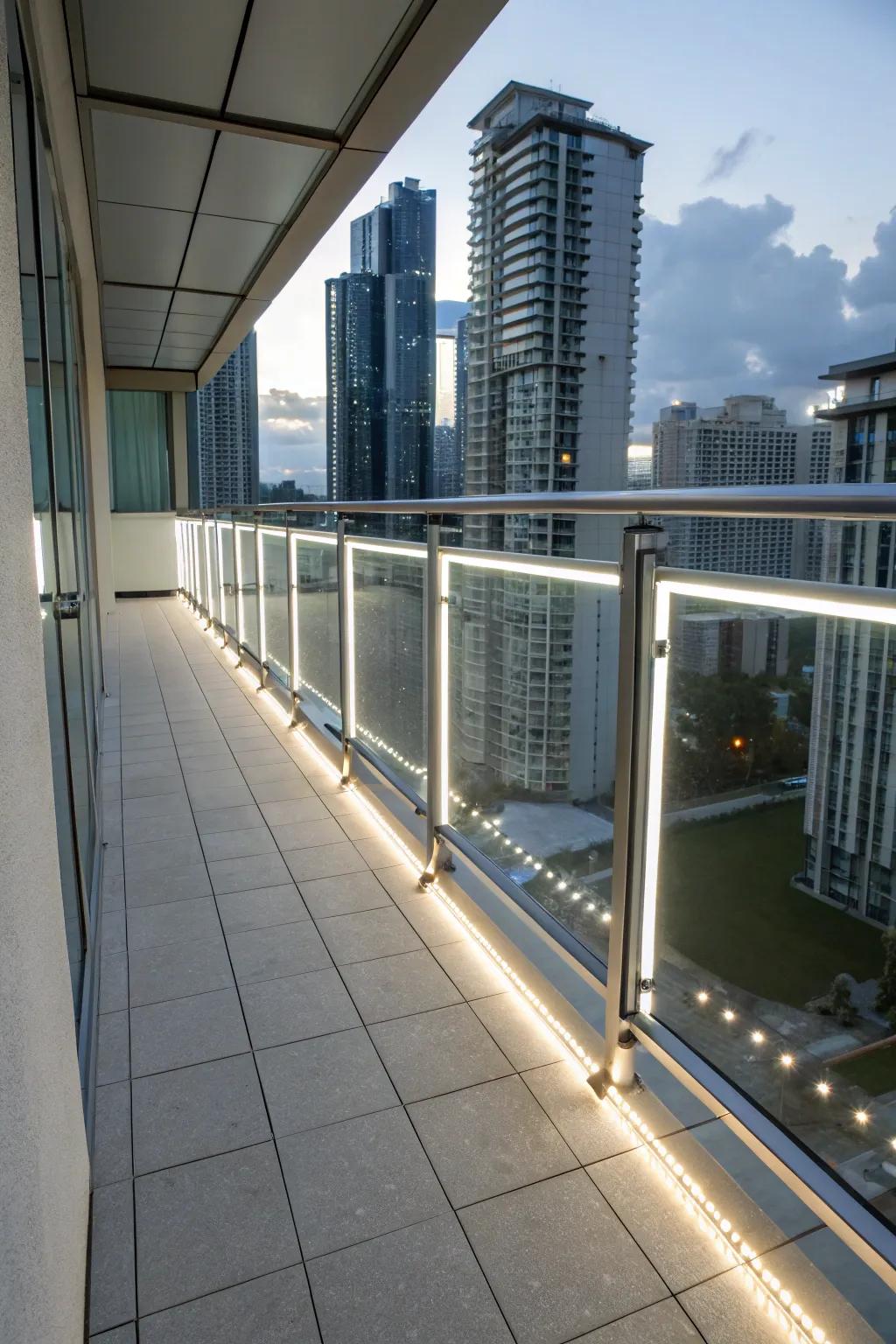 Under-rail LED strips provide a polished and modern lighting choice.
