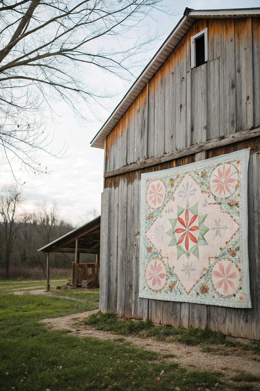 Elegant floral barn quilt pattern.